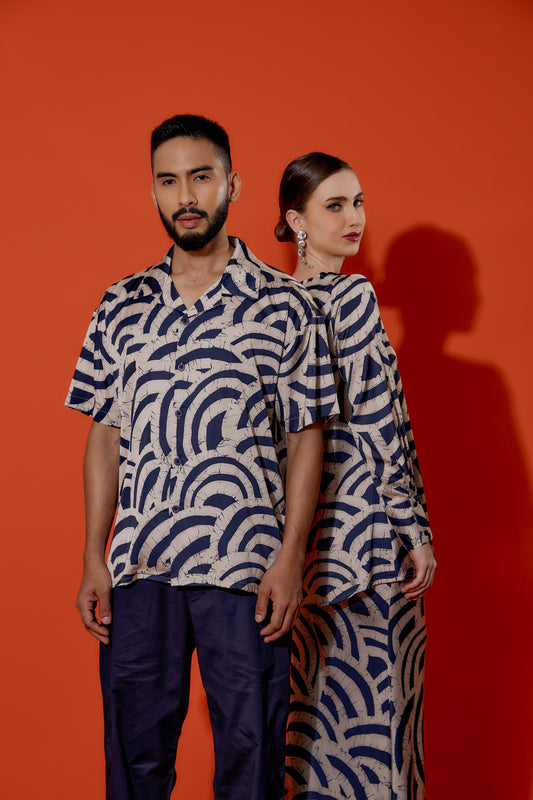WAQIA BLUE SHIBORI SHIRT