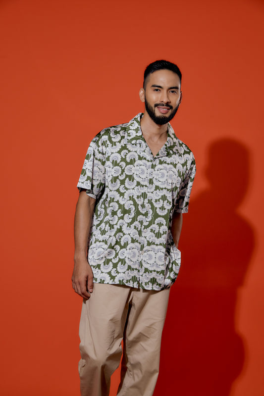 MURNI GREEN RETRO GARDEN SHIRT