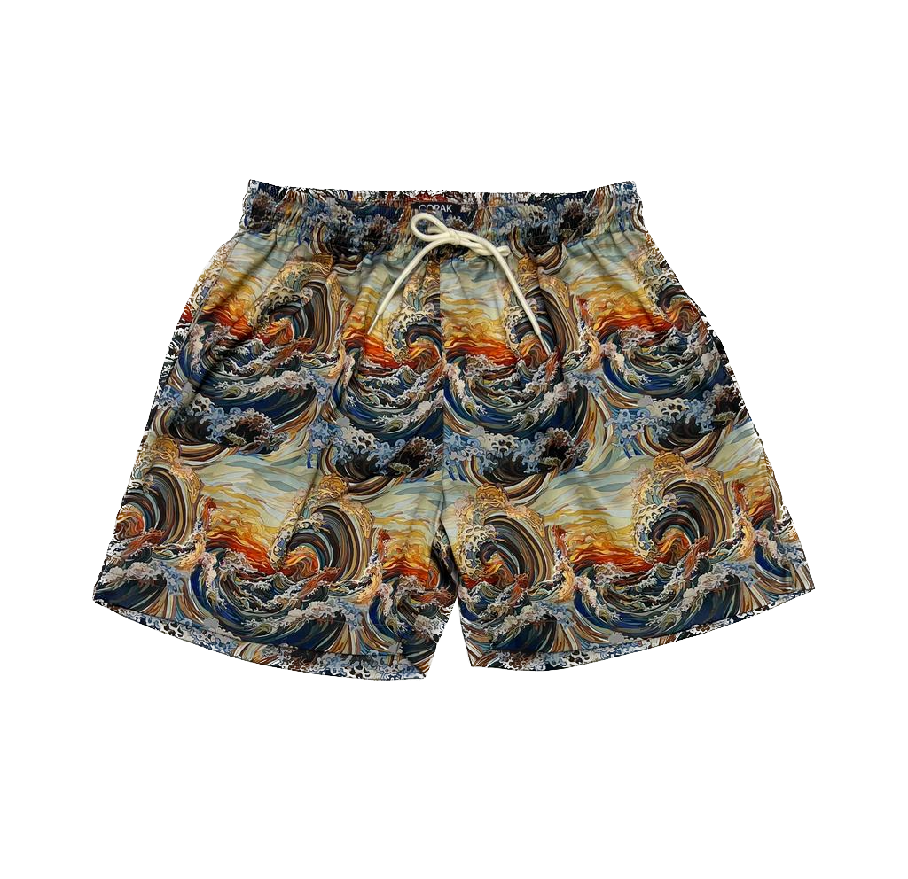 Orange Wave Shorts