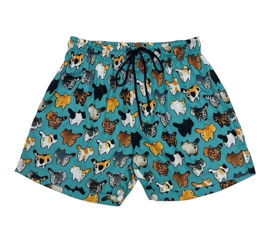 Cute Kitty Turquoise Shorts