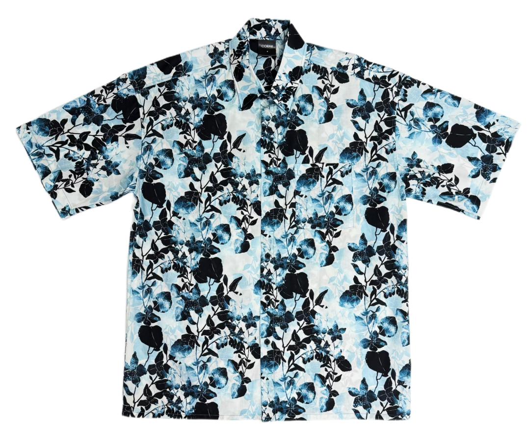 Blue Leaves & Flowers Shirt