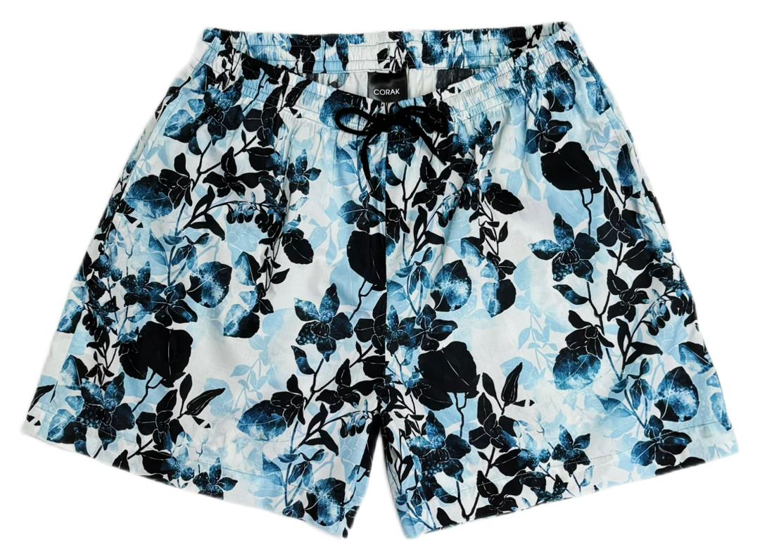 Blue Leaves & Flowers Shorts