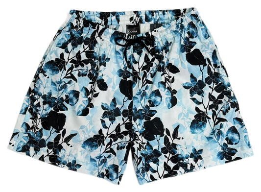 Blue Leaves & Flowers Shorts