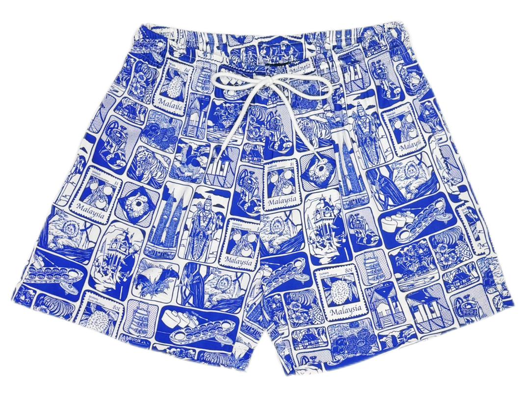 Blue Malaysia Scenery Shorts