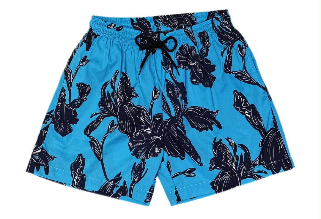 Navy Leaves Shorts