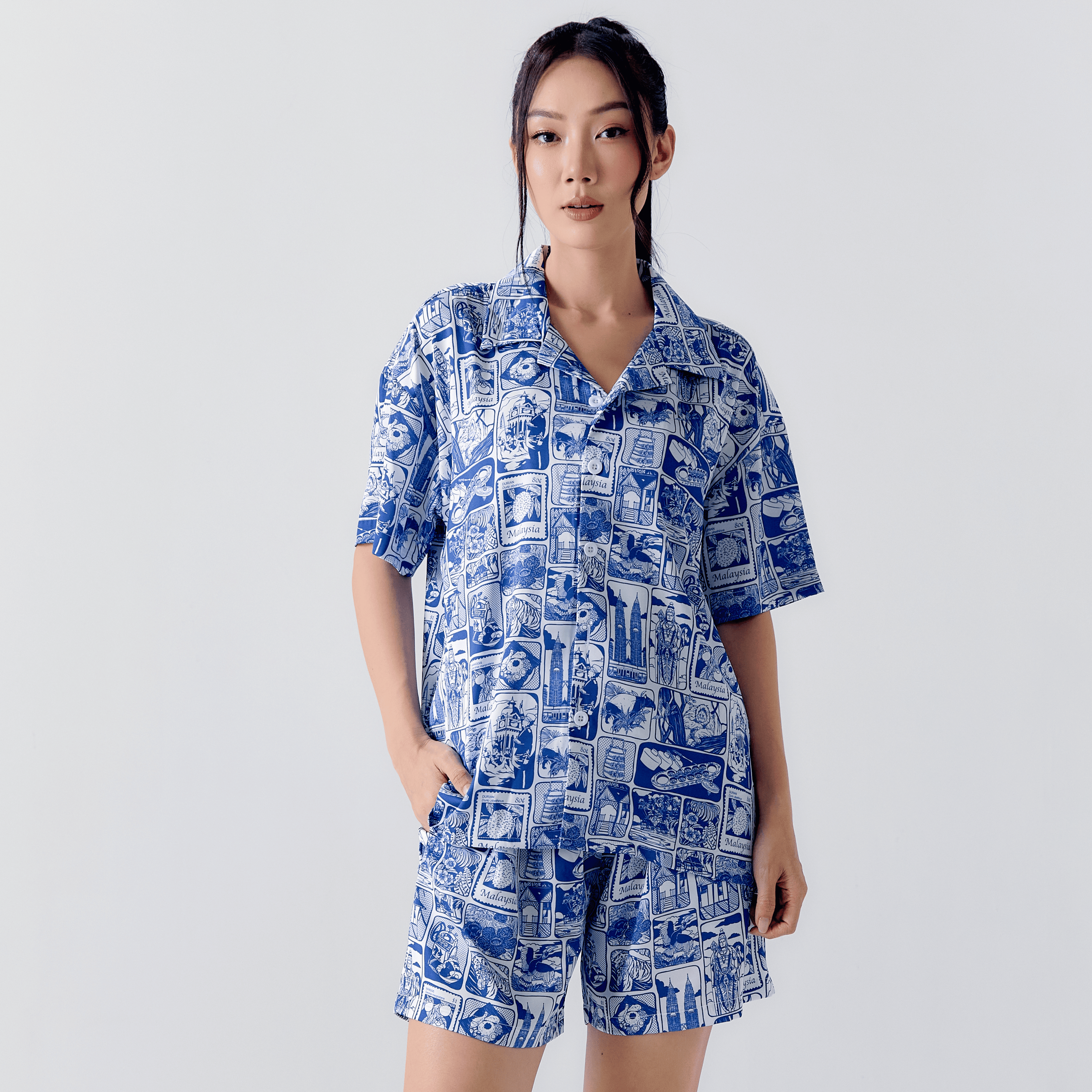 M'Sia Blue Scenery Hawaiian Shirt / Shorts