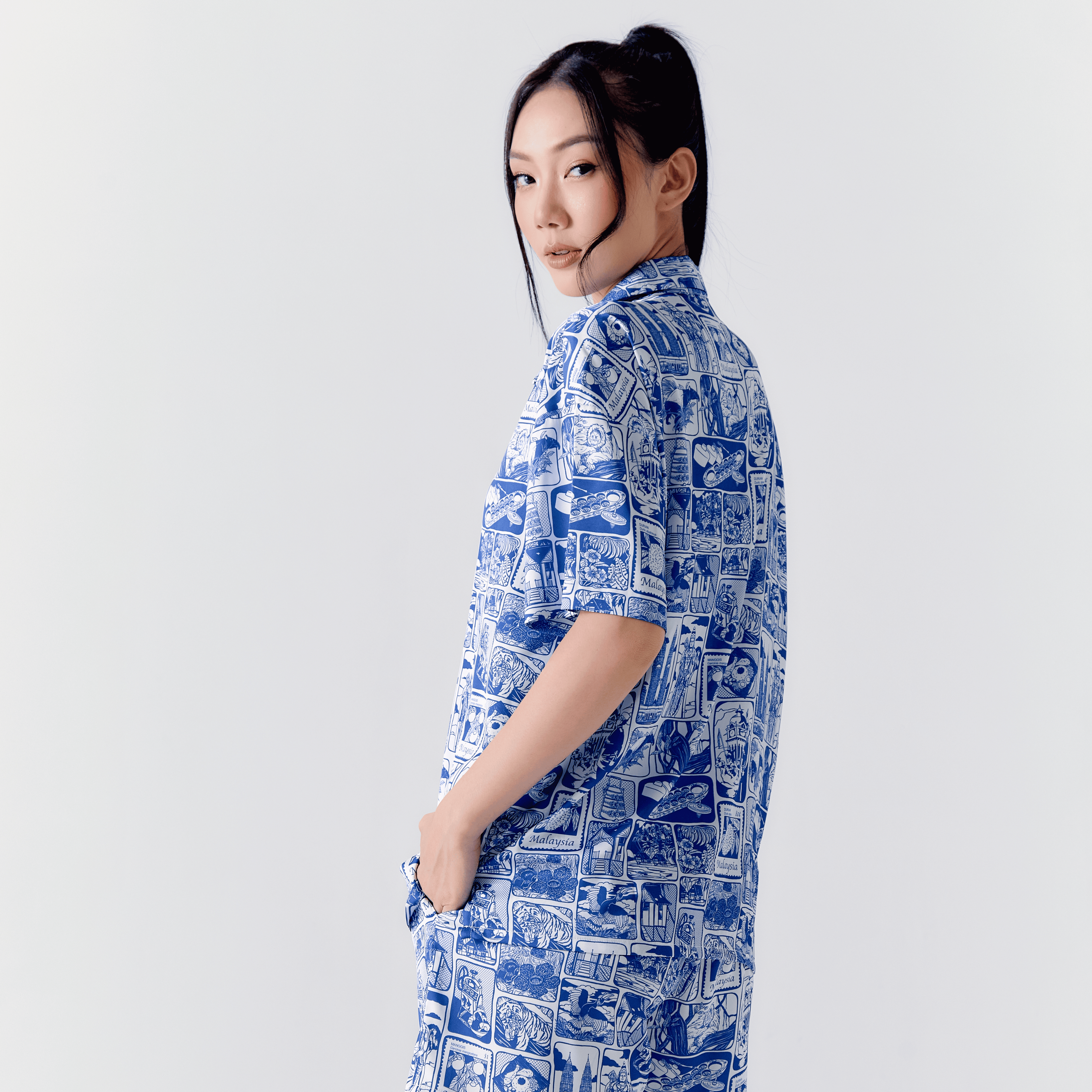 M'Sia Blue Scenery Hawaiian Shirt / Shorts
