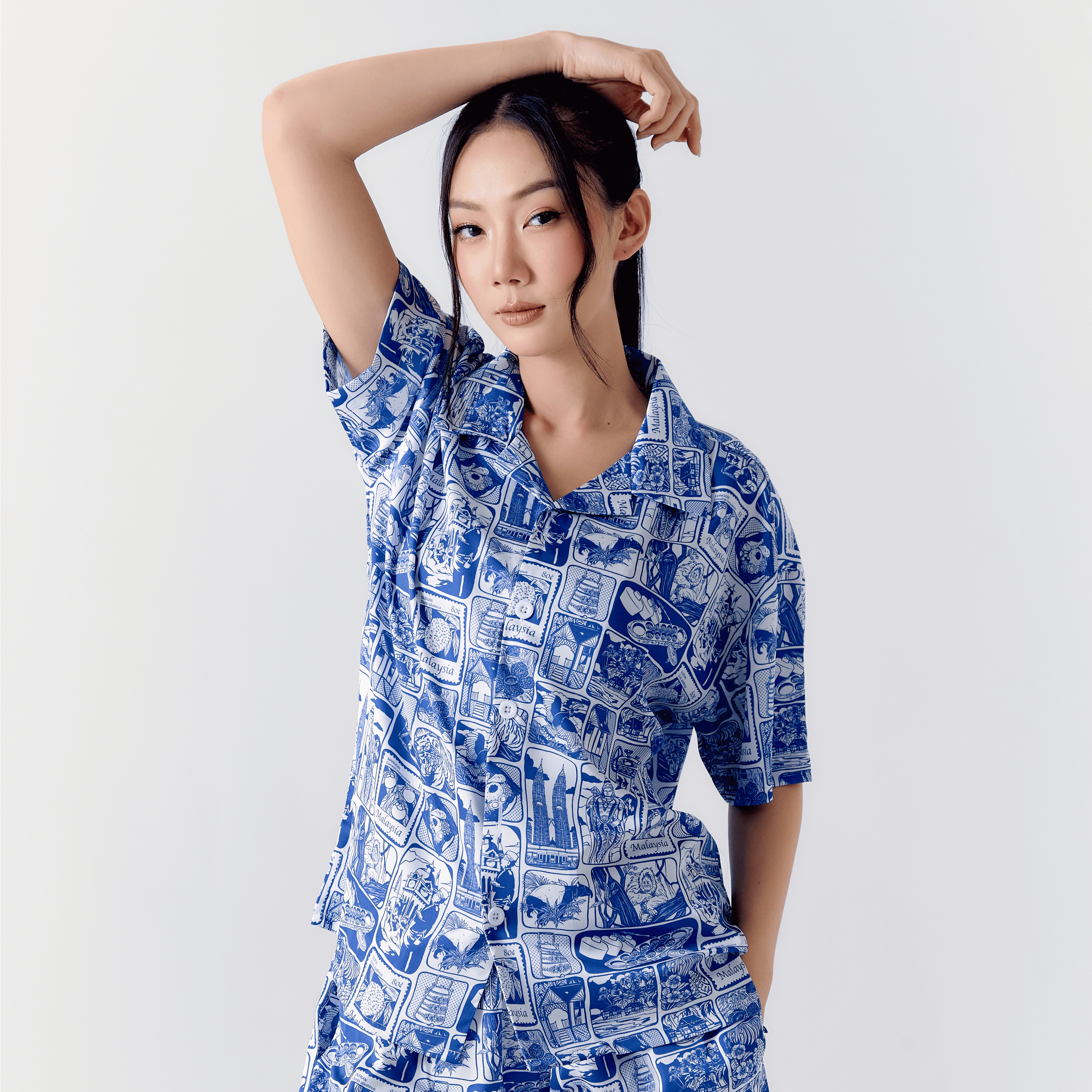 M'Sia Blue Scenery Hawaiian Shirt / Shorts