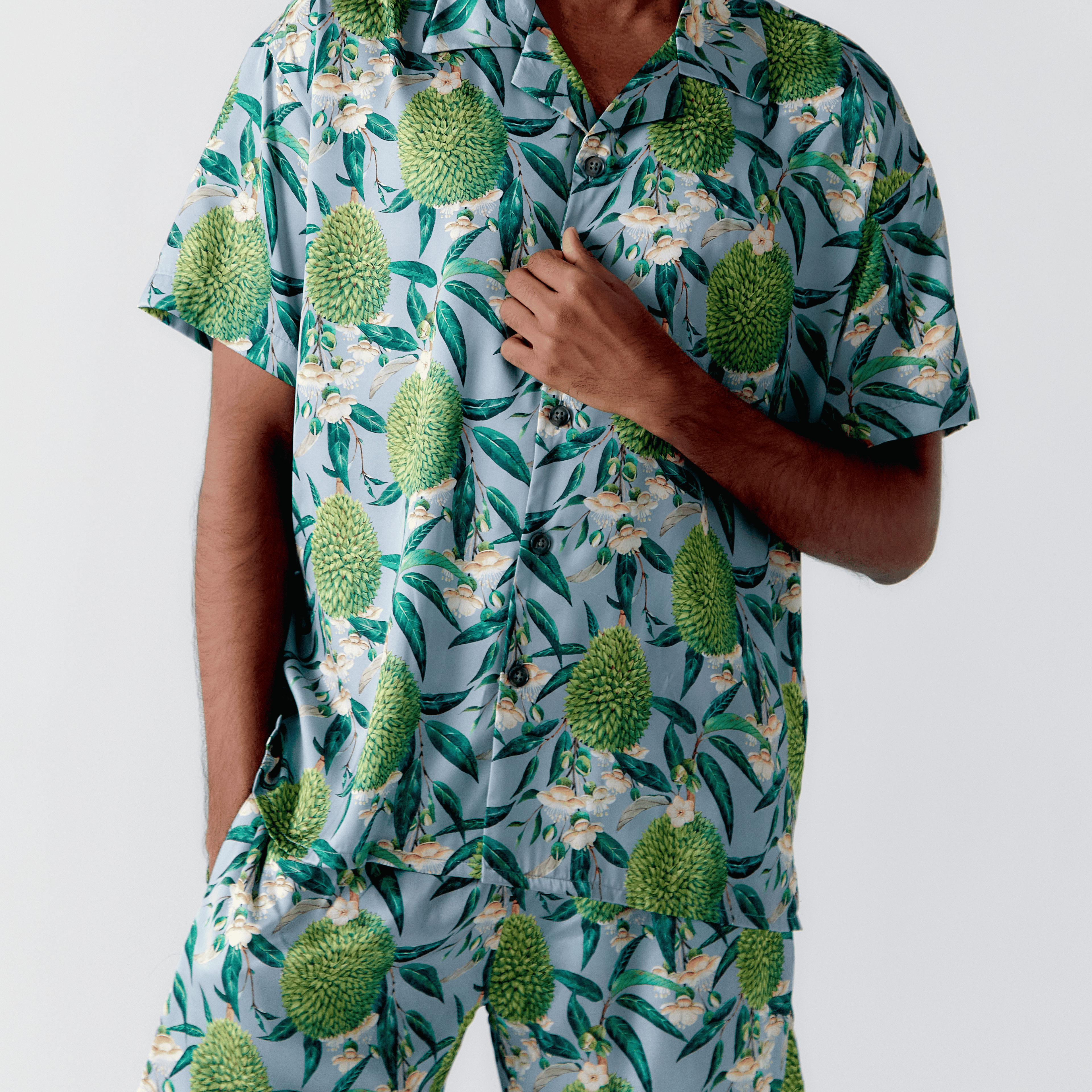 M'Sia Durian Grey Hawaiian Shirt / Shorts
