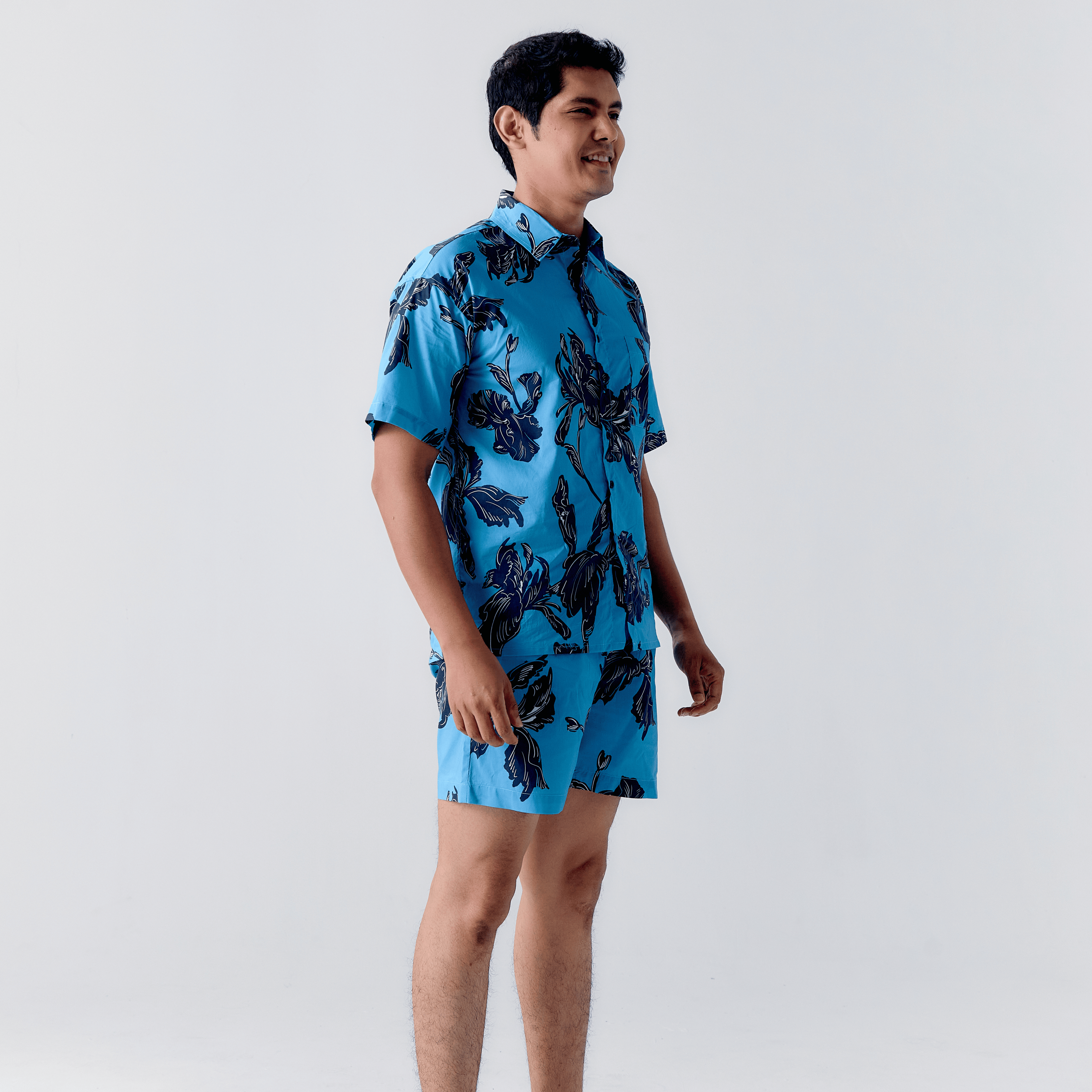 Batik Navy Leaves Shirt / Shorts