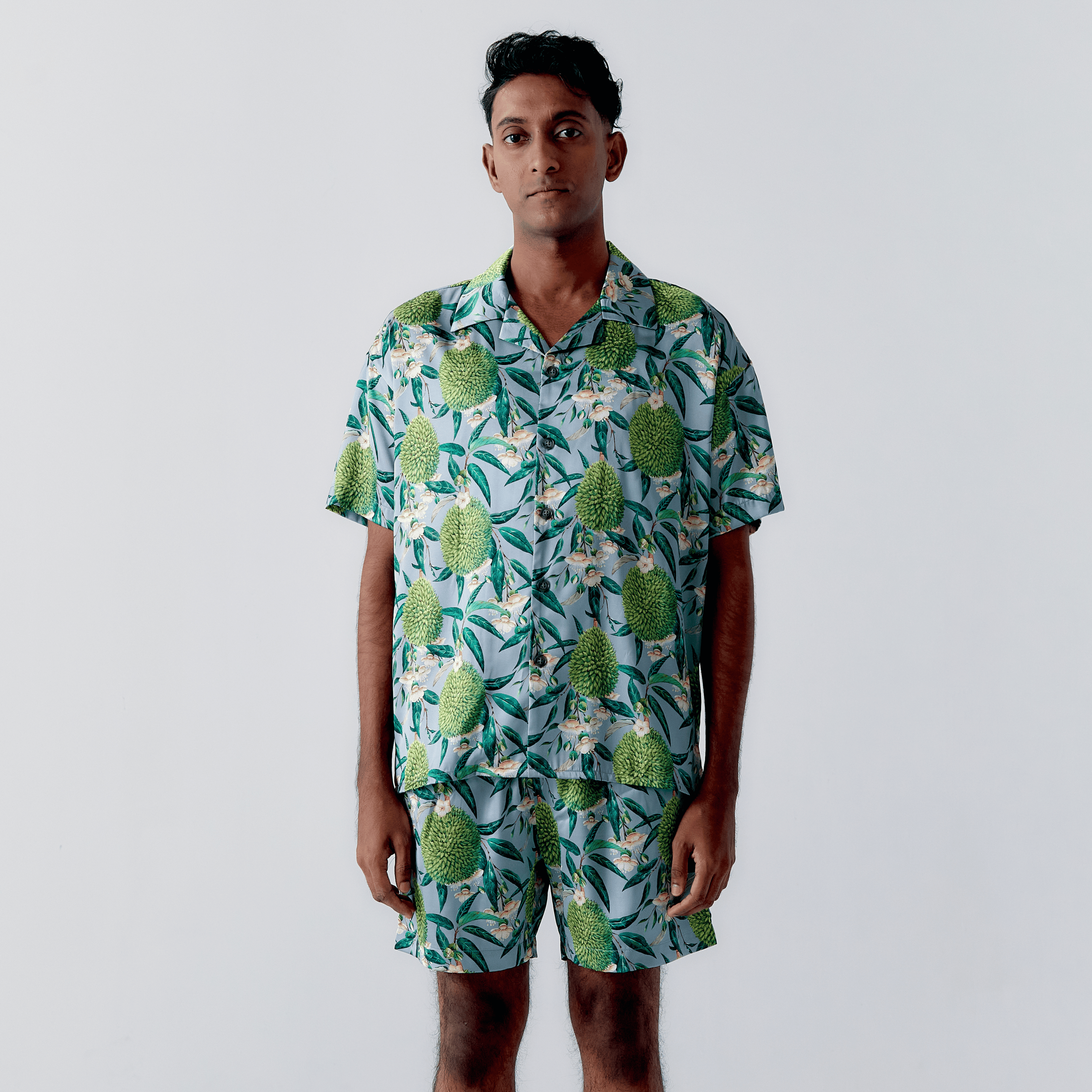 M'Sia Durian Grey Hawaiian Shirt / Shorts