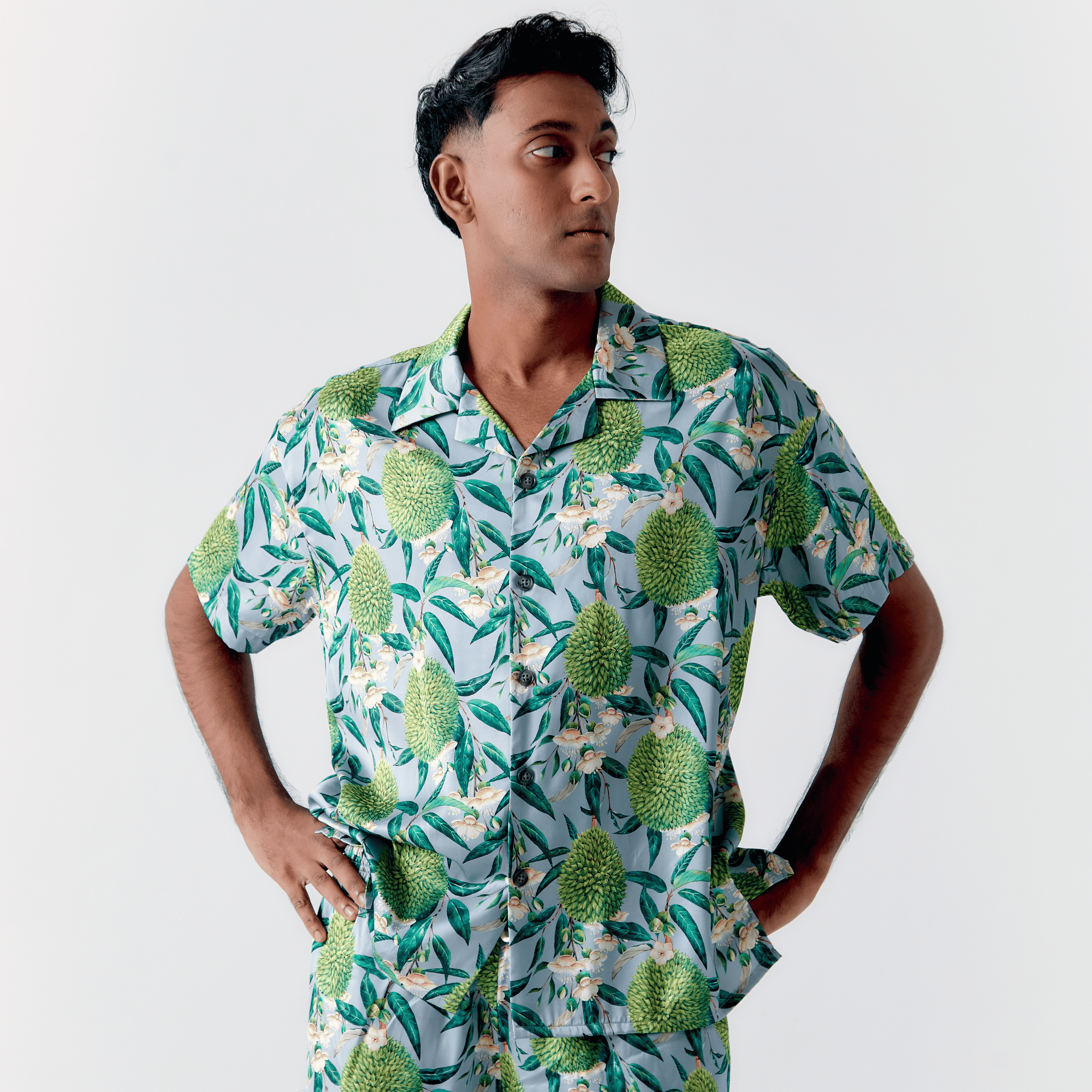 M'Sia Durian Grey Hawaiian Shirt / Shorts